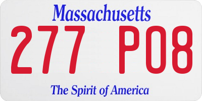 MA license plate 277PO8