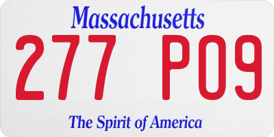 MA license plate 277PO9