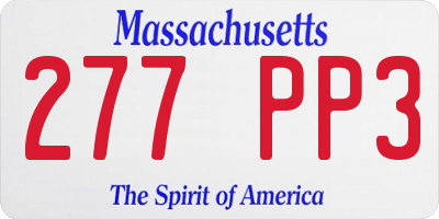 MA license plate 277PP3