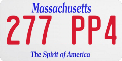 MA license plate 277PP4