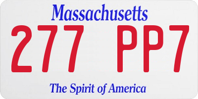 MA license plate 277PP7