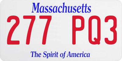 MA license plate 277PQ3