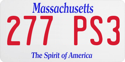 MA license plate 277PS3