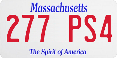 MA license plate 277PS4