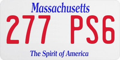 MA license plate 277PS6