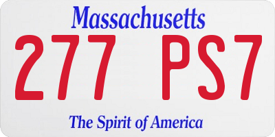 MA license plate 277PS7