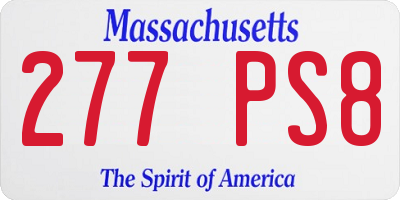 MA license plate 277PS8