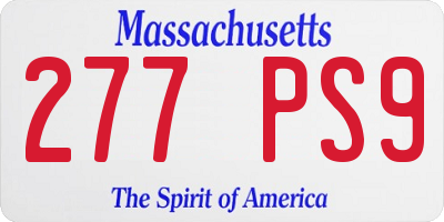 MA license plate 277PS9