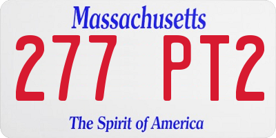 MA license plate 277PT2