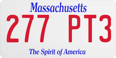 MA license plate 277PT3