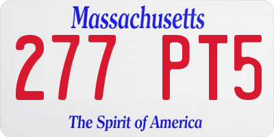 MA license plate 277PT5