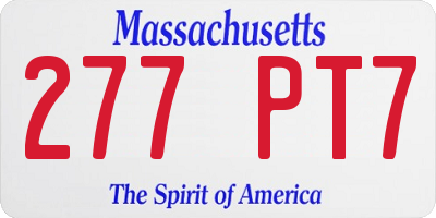 MA license plate 277PT7