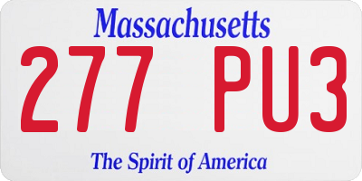 MA license plate 277PU3