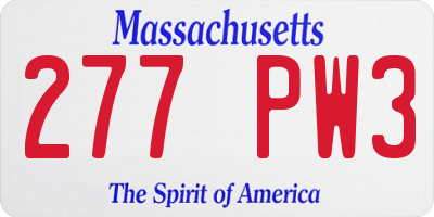 MA license plate 277PW3