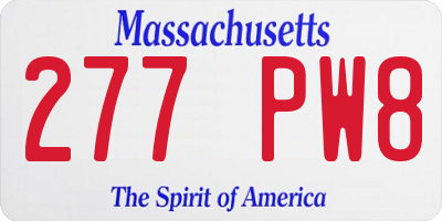 MA license plate 277PW8