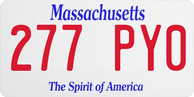 MA license plate 277PY0
