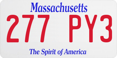 MA license plate 277PY3