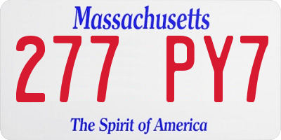 MA license plate 277PY7