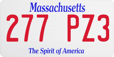 MA license plate 277PZ3