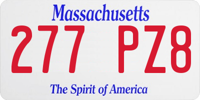 MA license plate 277PZ8