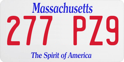 MA license plate 277PZ9