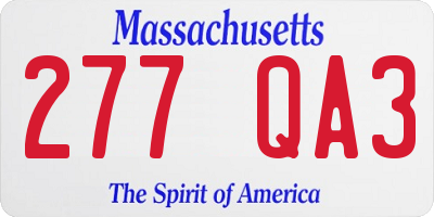 MA license plate 277QA3