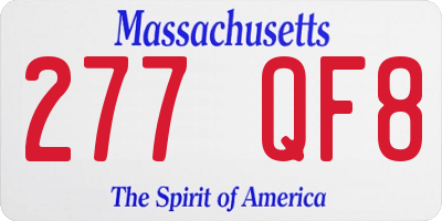 MA license plate 277QF8