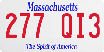 MA license plate 277QI3