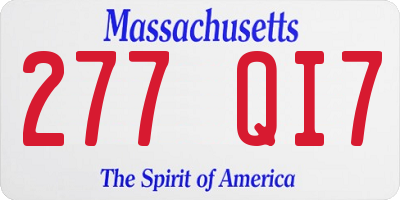MA license plate 277QI7