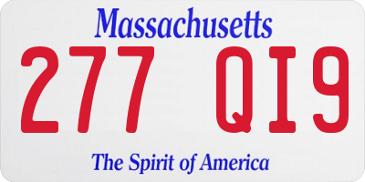 MA license plate 277QI9