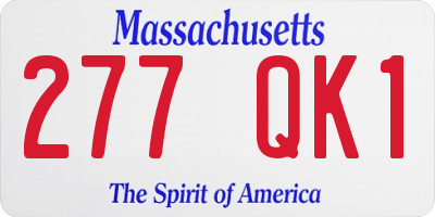 MA license plate 277QK1