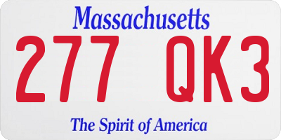 MA license plate 277QK3