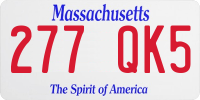 MA license plate 277QK5