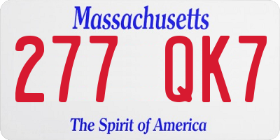 MA license plate 277QK7