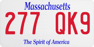 MA license plate 277QK9