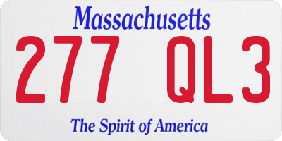 MA license plate 277QL3