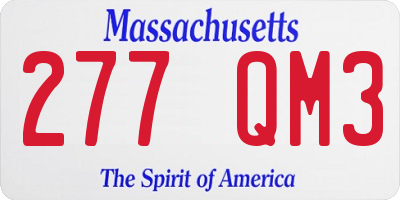 MA license plate 277QM3