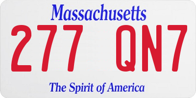 MA license plate 277QN7