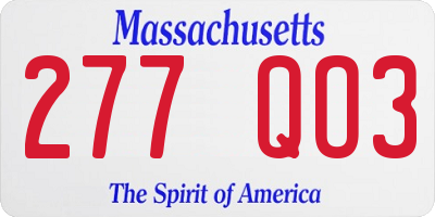 MA license plate 277QO3
