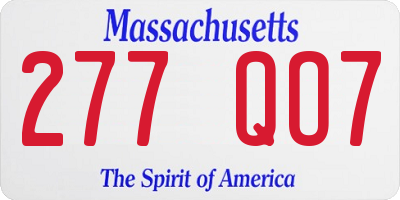 MA license plate 277QO7