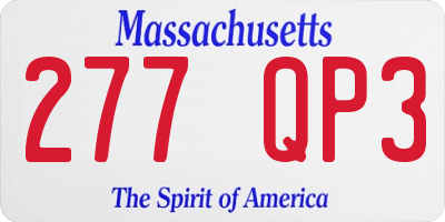 MA license plate 277QP3