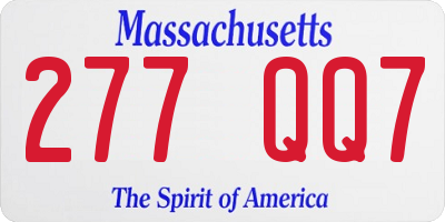 MA license plate 277QQ7