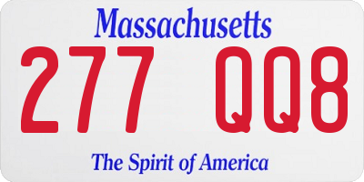 MA license plate 277QQ8