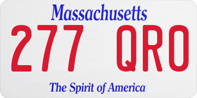 MA license plate 277QR0