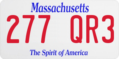 MA license plate 277QR3