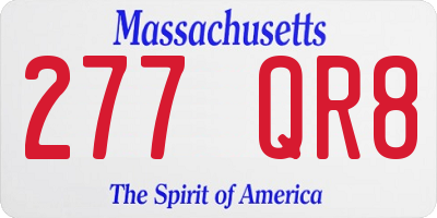 MA license plate 277QR8