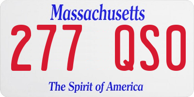 MA license plate 277QS0