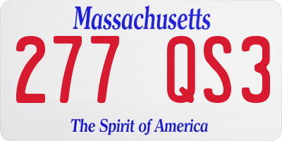 MA license plate 277QS3