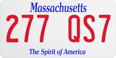 MA license plate 277QS7