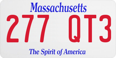 MA license plate 277QT3